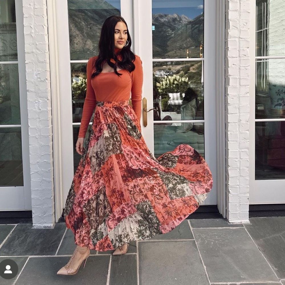 Rachel Parcell Patchwork Print Midi Skirt